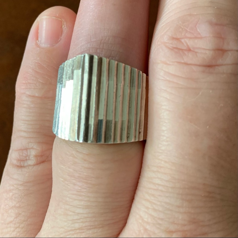 🤍 solid cast Art Deco 925 taxco silver ring 🤍